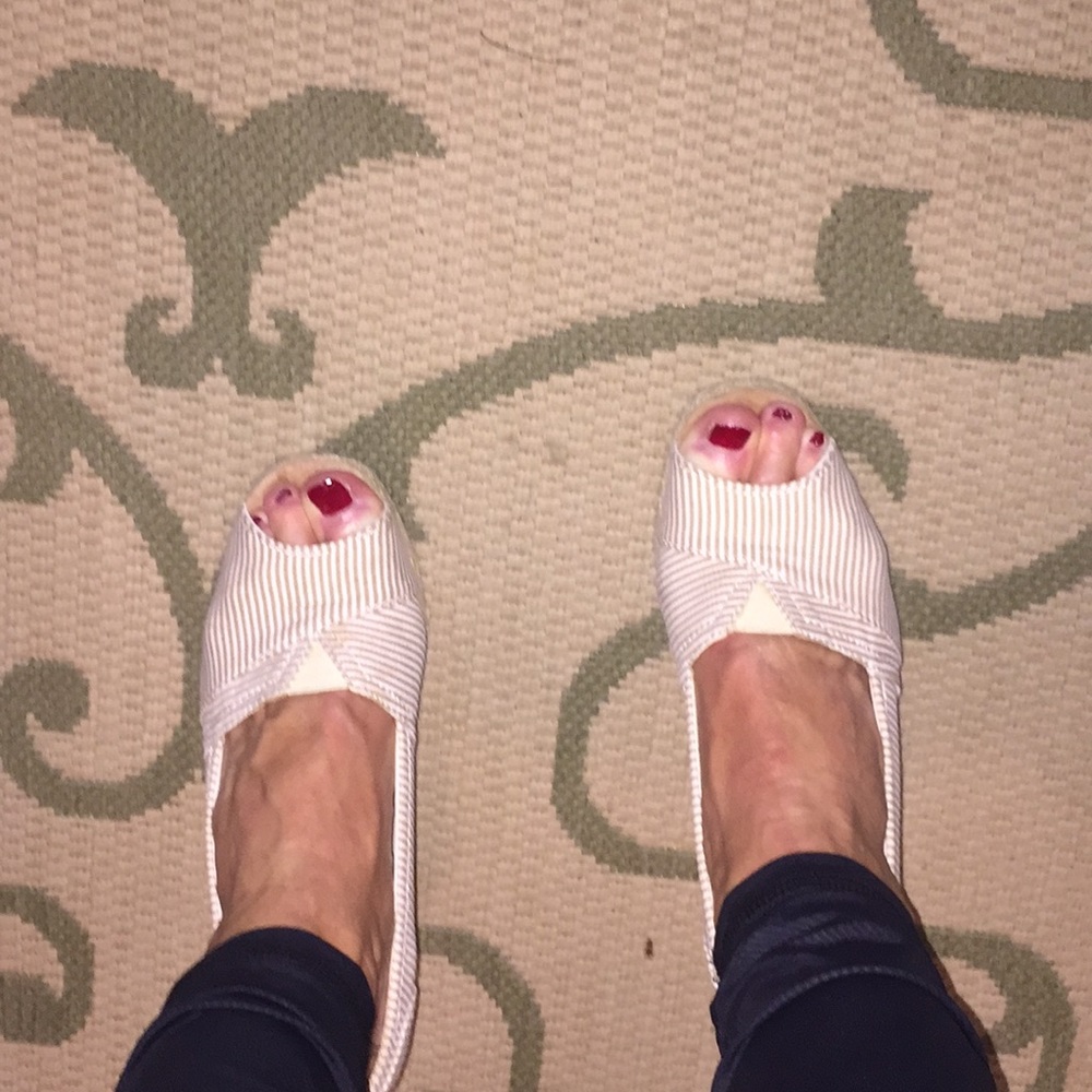 Gold and off white wedges